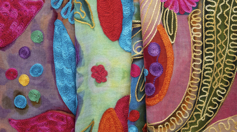 金色の針が結ぶ物語　スザニ刺繍と雲錦が語るシルクロード