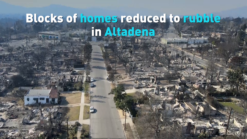 米カリフォルニア山火事　ロサンゼルス近郊アルタディナで住宅街が瓦礫に video poster