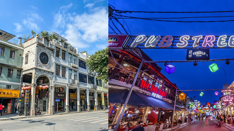 広州とシェムリアップの街路　都市の多様性を映すアジアの風景