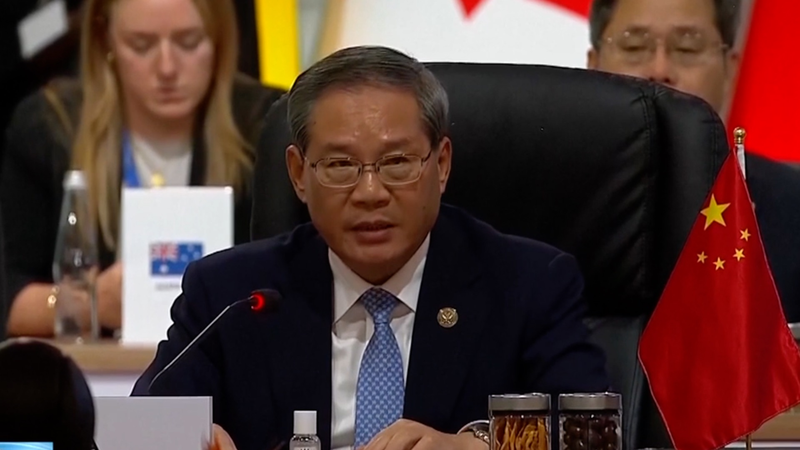 G20で中国の李強首相が自由貿易の堅持を訴え　開かれた世界経済を強調 video poster