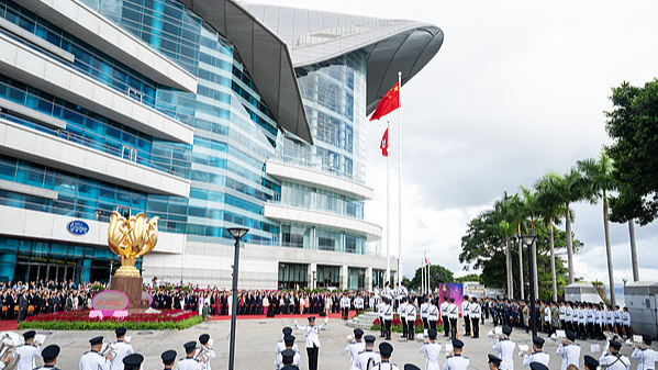 香港返還28周年を祝う式典　安全と発展を強調する香港特区政府