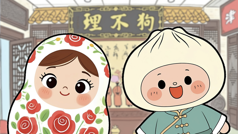 犬も無視？天津・狗不理包子とロシア人形が出会うとき video poster