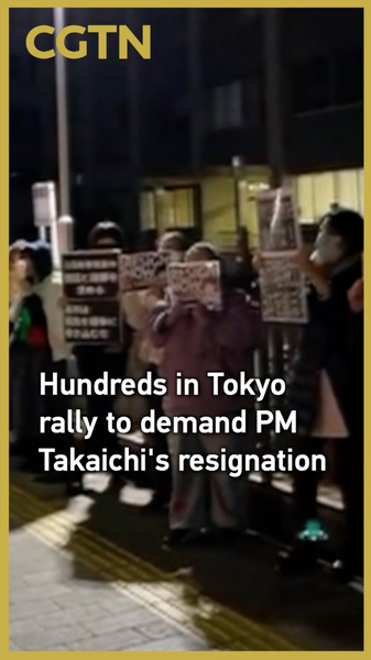 東京で数百人が高市首相に辞任要求 中国本土と台湾巡る発言に抗議 video poster