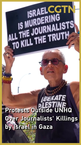 国連本部前で抗議デモ　ガザでの記者殺害に懸念 video poster