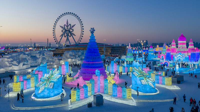 中国本土ハルビンで世界最大級の氷雪テーマパーク開園、12月17日から大にぎわい video poster