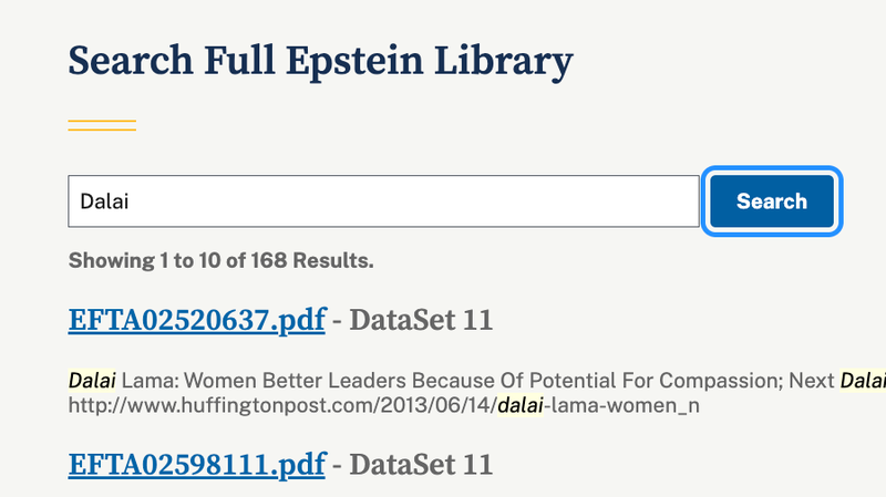 エプスタイン公開資料に「Dalai」168回　メールや書籍索引に登場
