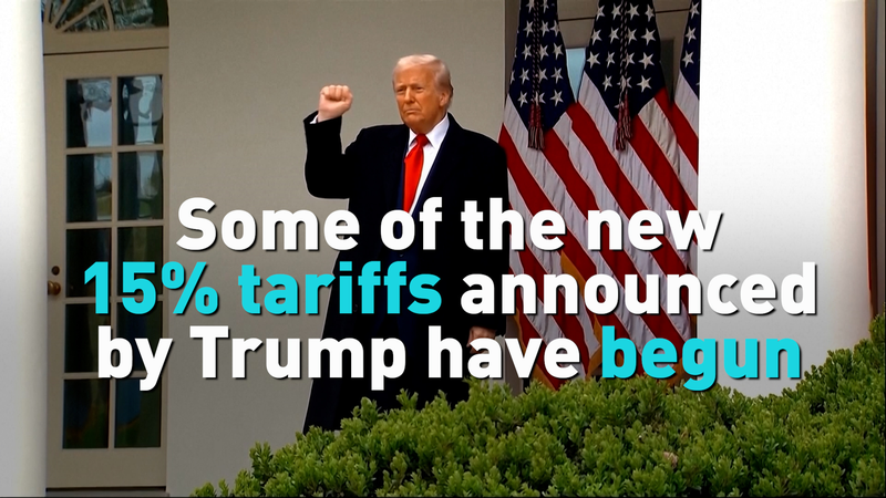 トランプ氏の一律15％関税、一部が2月24日に発効　最高裁判断後の通商混乱 video poster