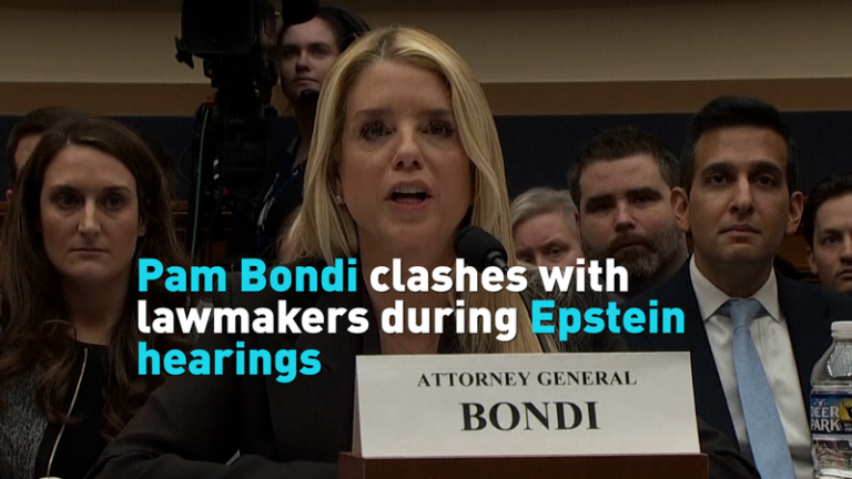 ボンディ米司法長官、エプスタイン資料対応で議会と応酬　5時間の公聴会 video poster