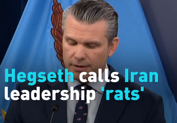 米国防長官ヘグセス氏、イラン新指導部を「ネズミ」呼ばわり　最高指導者負傷めぐり応酬 video poster