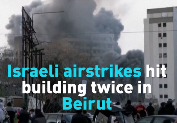 ベイルート中心部で建物が連続空爆、イスラエル軍「ヒズボラ施設を標的」 video poster